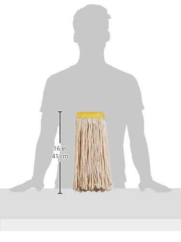Amazon Basics Cut-End Cotton Commercial String Mop Head, 5 Inch Headband, Medium, White, 6-Pack