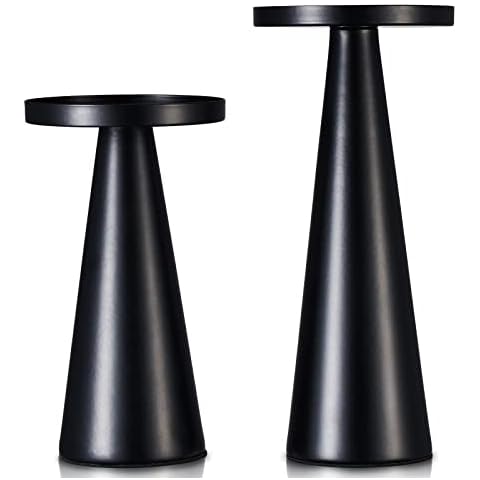Metal Candle Holders Set of 2, Matte Black Candlestick Holders for 2-3 Inches Pillar Candles for Wedding Dining Centerpiece Supper Party Proposing Room Decoration Cover