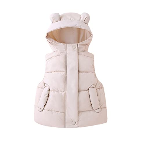 Toddler Baby Girls Winter Lightweight Padded Vest Cute 𝐁ear Ears Hood Zip up Outerwear with Girl Kids Winter Coat