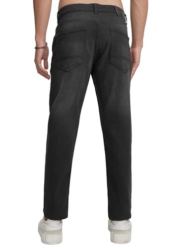 Image of Highlander Mens Tapered Fit Denim Jeans for Man |Jeans Pant Cropped Length|Mid-Rise|Stylish Casual Wear with Stretchable Fabric