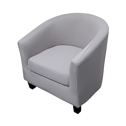 Highdi 2 Pezzi Copripoltrona 1 Posto Chesterfield Elasticizzato, Poltrona Club da Cocktail Antiscivolo Rimovibile Tub Chair Copripoltrona per Camera da Letto Bar (tinta unita - grigio chiaro)