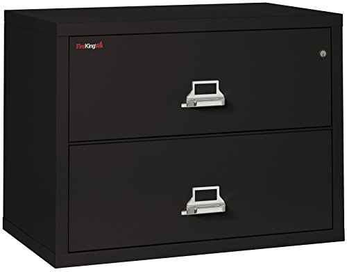 Fireking Fireproof Lateral File Cabinet (2 Drawers, Impact Resistant, Water Resistant), 27.75" H X 37.5" W X 22.13" D, Black #TOP12
