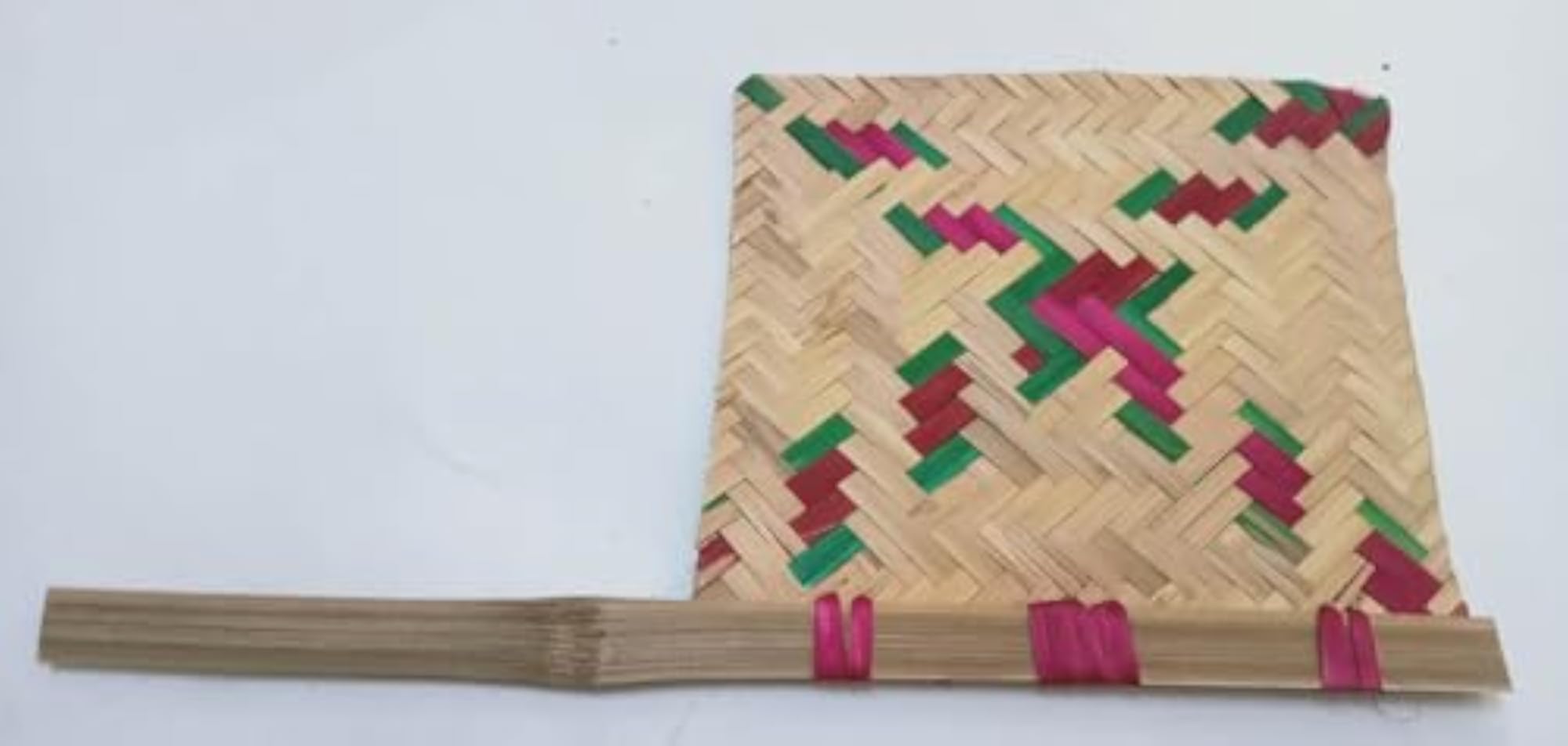Hand Crafted Natural Woven Bamboo Hand Fan, Square Type