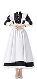 Yanmao Womens Anime Maid Outfit Cosplay Costume French Apron Maid Dress (Black, Small)