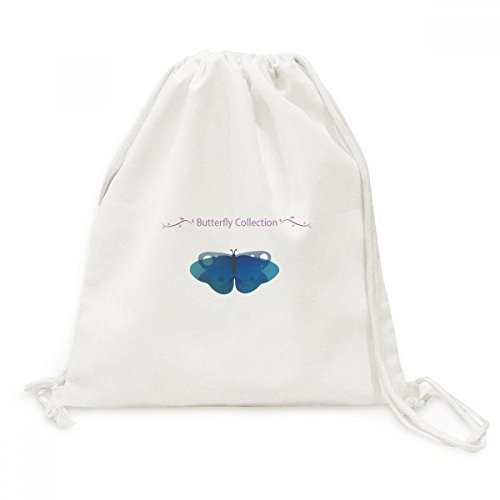 Collection Papillon Bleu Drawstring Backpack : Sac en Toile Anti-Encombrement