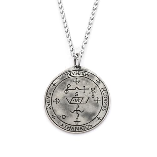 Collier pour homme pendentif archange roi Salomon amulette ronde vintage
