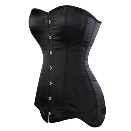 Corset Corpete Corselet Modela Cintura Dorso Longo Barbatana Aço Acetinado Preto M543