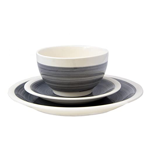 Hogar y Mas Vajilla de Cerámica Efecto Acuarela por Piezas Individuales en Color Gris.