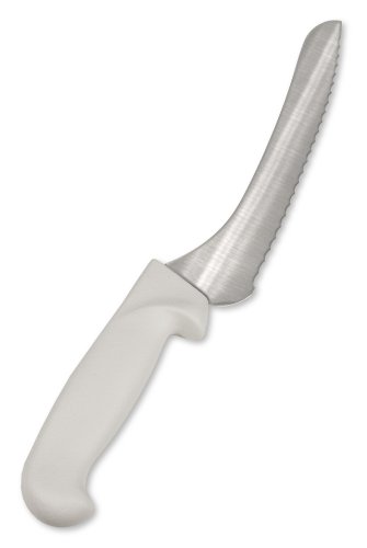 Crestware 9-Inch Offset Bread Knife, High Carbon German Steel with White Handle, 12-Pack