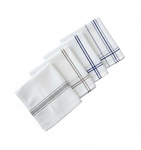 Image of obbi Cotton Premium Handkerchiefs for Men, White Striped, XXL King Size, Casual Style