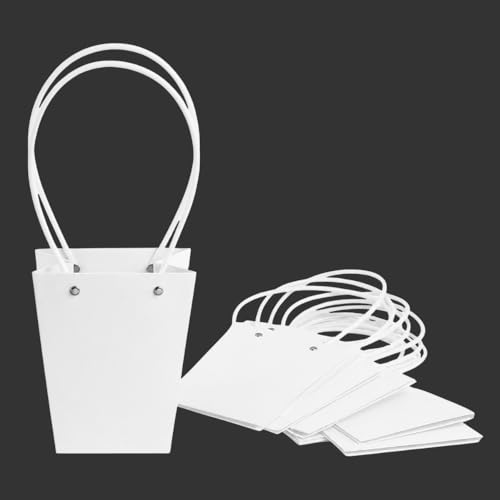 Image of Oasis Pack of 10 Conical White Flower Hamper Bags | Premium Floral Packaging Bags for Rakhi Gift Hampers, Flower Bouquets, Wedding, Return Gifts, Decorative Presentation & Florist Supplies.