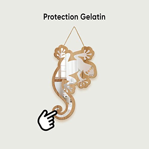 Cute Lizard Patterned Silver Natural Wood Framed Acrylic To Hanging Wall Mirror Decorative Stickers Baby Kids Teen Room Nursery Bathroom Bedroom Livingroom Decoration #TOP2