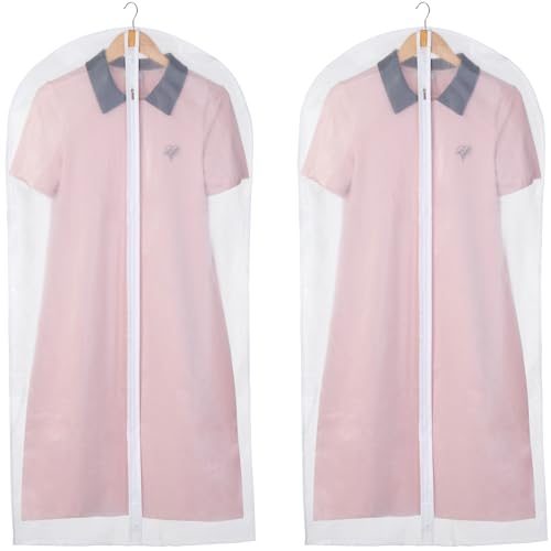 Carbrea 2 Pack Translucent Garment Bags for Hanging Clohes - 24" x 49"