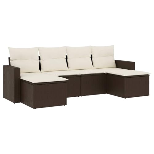 vidaXL Salon de Jardin avec Coussins 6 pcs, Canapés avec Pieds Réglables, Ensemble de Meubles...