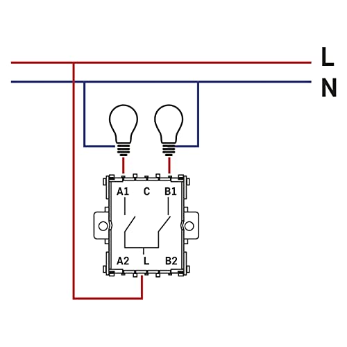 EMOS Serienschalter in Weiß (Glanz), Doppelschalter für Beleuchtung, 250 V~/10 AX, Doppel-Lichtschalter aus Kunststoff, ohne Unterputzdose, Schutzklasse IP20 für Innen