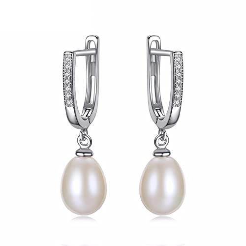 Boucles d'oreilles argent 925 femmes clips perles suspendues fines