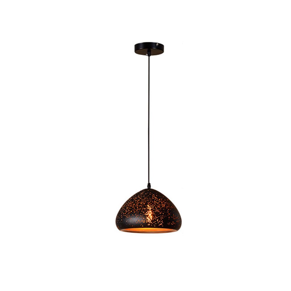 Lámpara colgante E27 de hierro negro con diseño industrial hueco
