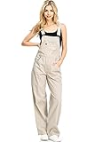 Revolt Women's Juniors Baggy Straight Leg Twill Overalls (Classic Khaki, 14)