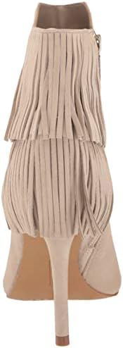 Vince Camuto Women's Footwear Women's Amenala Fringe Peep Toe Bootie Ankle Boot, Almond Beige, 6.5 | Image 2