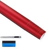LZLRUN Car Metallic Satin Matte Chrome Ice Vinyl Wrap Sticker Bubble Free (Red, 1ft x 5ft)