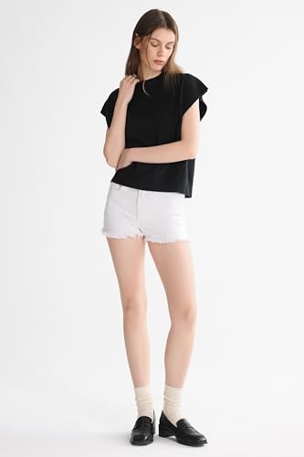 Orolay CHIIONE Sweater Vest Women Cap Sleeve Cropped Sweaters Mock Neck Knit Pullover Tank Tops Black — view 3