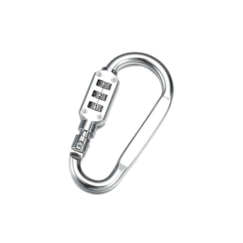 Candado de combinación de 3 dígitos con hebilla de mosquetón, llavero con bloqueo de código de equipaje, llavero para mochila de viaje al aire libre (plateado (pequeño))