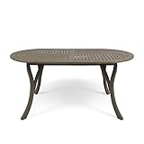 Christopher Knight Home Great Deal Furniture Christopher Knight Home Baia Outdoor Acacia Wood 70' Oval Dining Table, Gray Finish