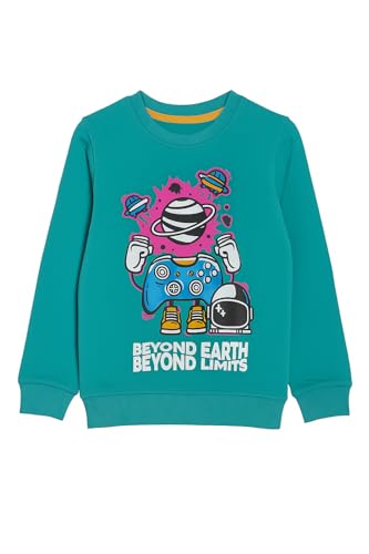 Image of NammaBaby Boys Loopknit Cotton Round Neck T-Shirt Chest Printed Full Sleeves Sweatshirt for Light Winters Pack of 2