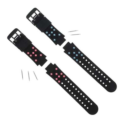 IWOWHERO 2 piezas Correa de Silicona para Reloj Infantil Compatible con Liberación Rápida Duradera y Cómoda de Rosa Negro y Azul Negro