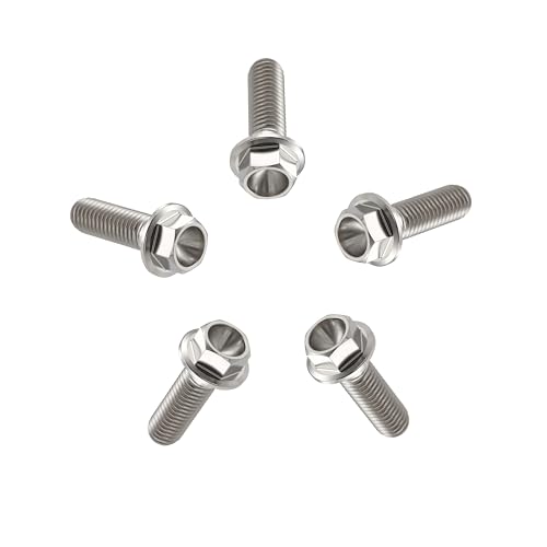 Image of Rison Titanium Flanged Hex Head Bolt M8x1.25x15mm 6AL4V Aerospace Grade Original Ti Bolts for Motorcycle Car Modification Pack of 5
