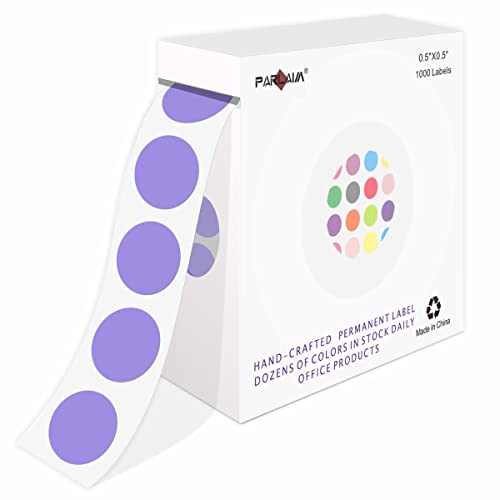 PARLAIM 1/2" Round Label Permanent Color Code Dot Stickers,0.5 inch 1000 Roll Labels per Dispenser Box for Business Office, Lave