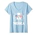 Womens Cavalier King Charles 4th Of July Merica Patriotic Dog Tee V-Neck T-Shirt