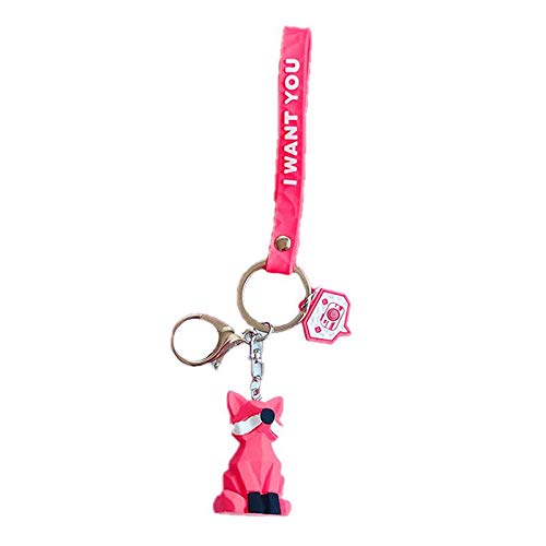 Preisvergleich Produktbild XHNNI Schlüsselanhänger, niedlich, kreativ, geometrisch, Tierform, Schlüsselring zum Aufhängen von Autoschlüsseln und Hausschlüsseln, fuchs (Rot) - FGDIDYEUN0