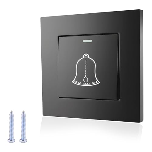 Bouton Exterieur 220–250V, 16A Interrupteur de Sonnette Filaire Porte en Verre Trempé avec Vis, Installation Facile, Usage Domestique ou Hôtelier
