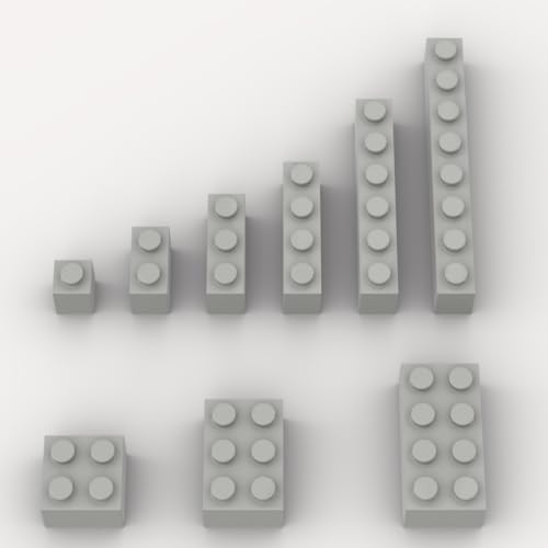 100 Piece Light Gray Bricks Bulk Assortment Pack, 9 Size Light Grey Classic Building Blocks Bricks, Compatible with Lego Parts and Pieces(Color: Light Gray)