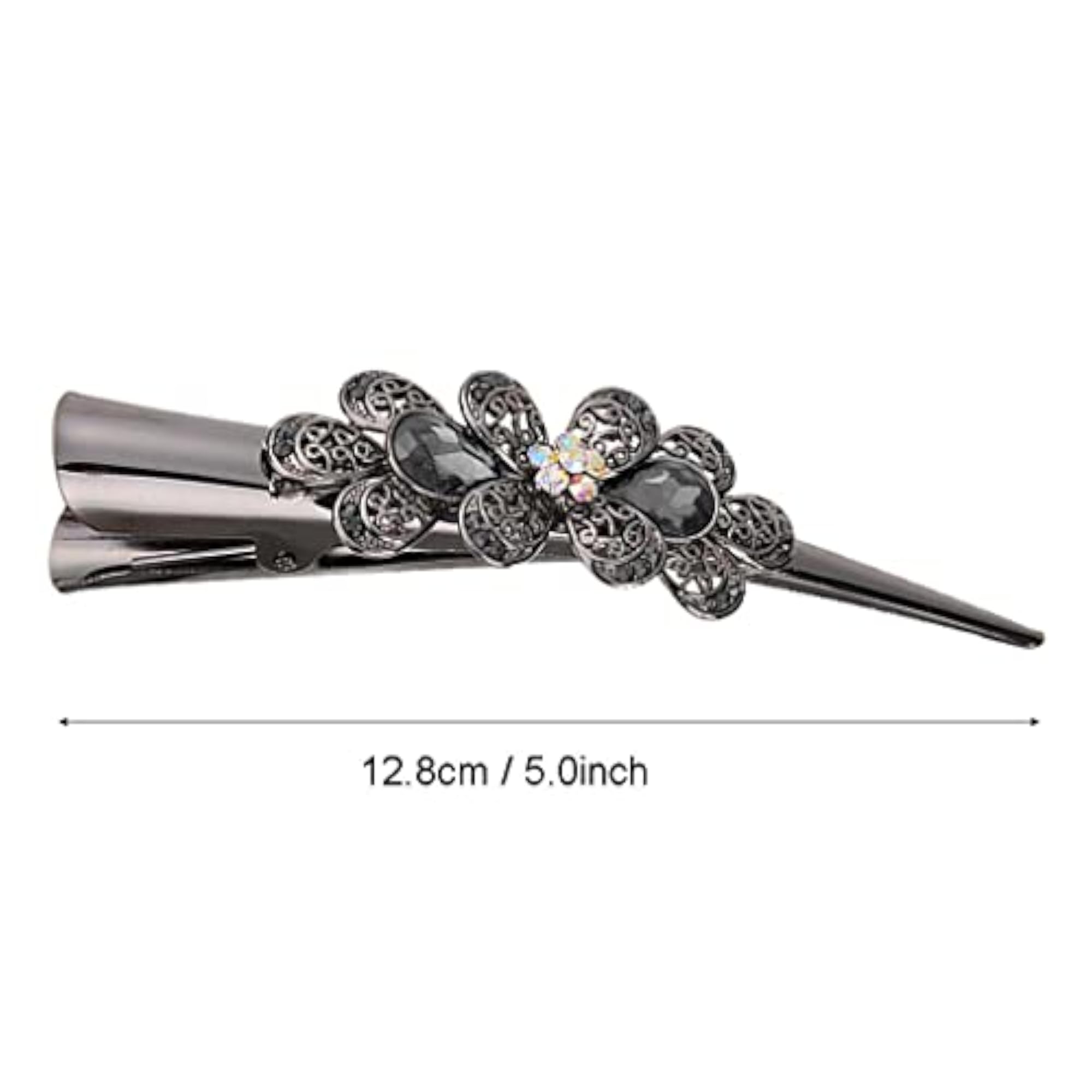 3pc Crystal Metal Hair Grip for Thick Hair, Gray