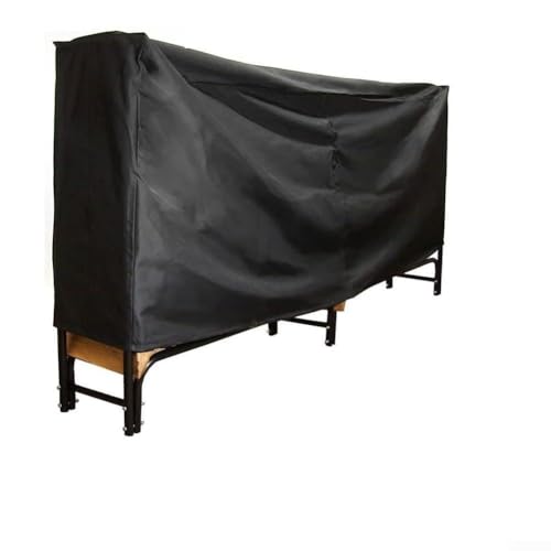 Bebykilemi Cubierta para leña de 2,4 m, impermeable, resistente, tela Oxford, soporte de almacenamiento con asas reforzadas, rejillas de ventilación y protección al aire libre, color negro, 244 x 34 x
