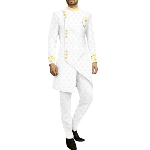 Men`s Suit Slim Fit Embroidery Single Breated Blazer and Pants Set African Clothes Formal Outfits