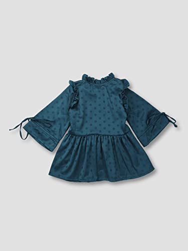 Image of Gini & Jony Girls Blue Polka dot Silk Full Sleeves Woven Top