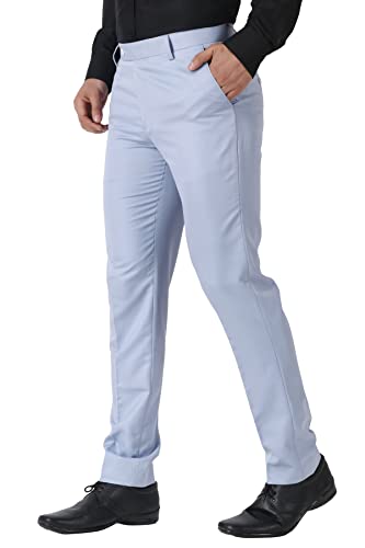 Image of MALENO Men's Slub Effect Solid Trouser | Classic Slim Fit Formal Trousers for Men | Slim Fit Trousers for Men