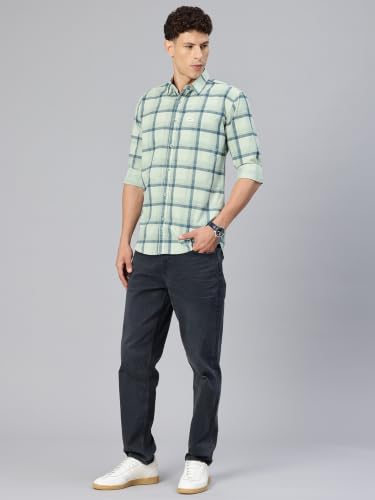 Image of Majestic Man Comfort Slim Fit Pure Cotton Checked Casual Shirt