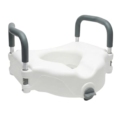Sedile Rialzo WC con Braccioli Universale Regolabile, Alzawater Supporto per Anziani, Disabili e Donne Incinte, Altezza 11 cm