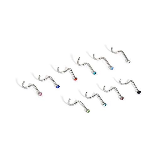 Generico Piercing Nariz Anillos de Acero Inoxidable Curvo Strass Nariz Tachuelas 30 Piezas Creativo y Útil Profesional y a la Moda