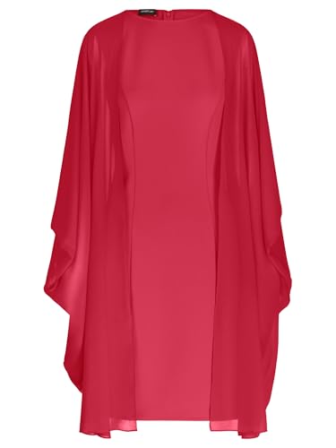 Robe de cocktail chic avec cape en mousseline intégrée coupe droite ajustée haut de gamme