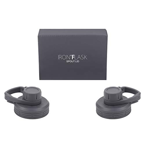 IRON °FLASK Spout Lid for Wide Mouth, Insulated Sports Water Bottles, Chug Lid, BPA Free 2 Lids (Graphite) - Thumbnail 4
