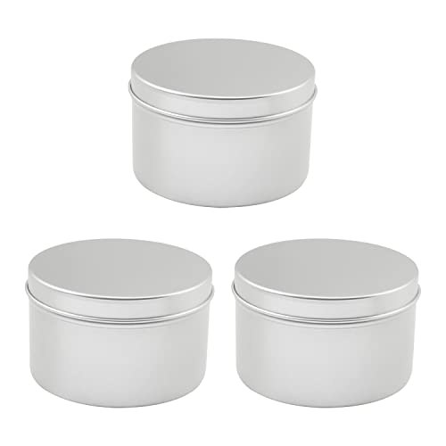 Image of Othmro 3pcs 6.8oz Metal Round Tins Aluminum Tin Cans Containers with Screw Lid, 80 * 50mm(DxH) Silver tin cans for Salve, Spices, Lip Balm, Tea or Candies 200ml