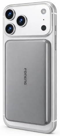 20W Magnetic Wireless Power Bank, Portable Fast Charging Battery Pack with Magnetic Wireless Charging for iPhone 18/12 Series and Qi-Enabled Devices (Grey, 10000.0, Milliamp Hours)
