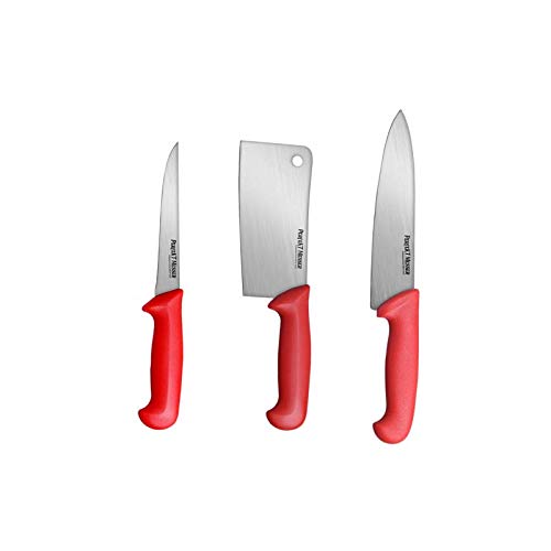 PERFEKT MESSER Chef Knife Combo of 3 pcs German Design & Japanese Steel 6" Boning Knife/6" Chopper/8" Chef Knife (Color May Vary)