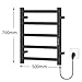 VOKIM Towel Warmer Black Heated Towel Rack for Bathroom Wall Mounted,5 Bars Electric Wall Mounted Heated Towel Racks for Bathroom,Timer & Temperature Multi-Level Adjustments