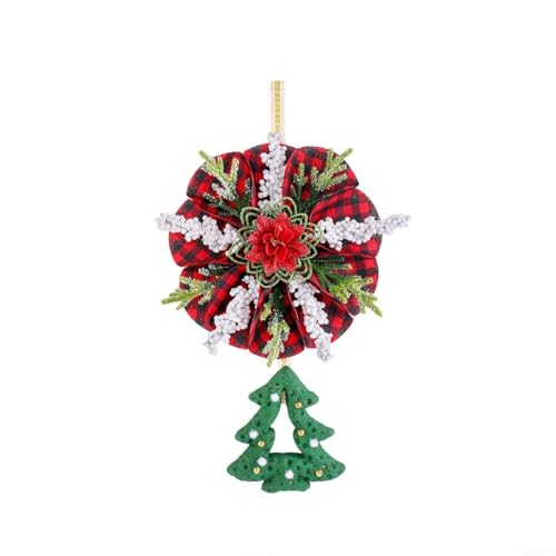 CYRENT Corona festiva de Navidad adecuada para colgar en puertas y árboles, adornos en forma de estrella, hecha de tela y espuma con un diseño minimalista moderno para decoración de temporada (A)
